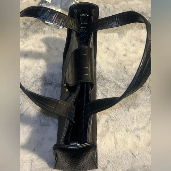 Salvatore Ferragamo Gancini Embossed Square Handbag (Black) - Picture 8 of 11